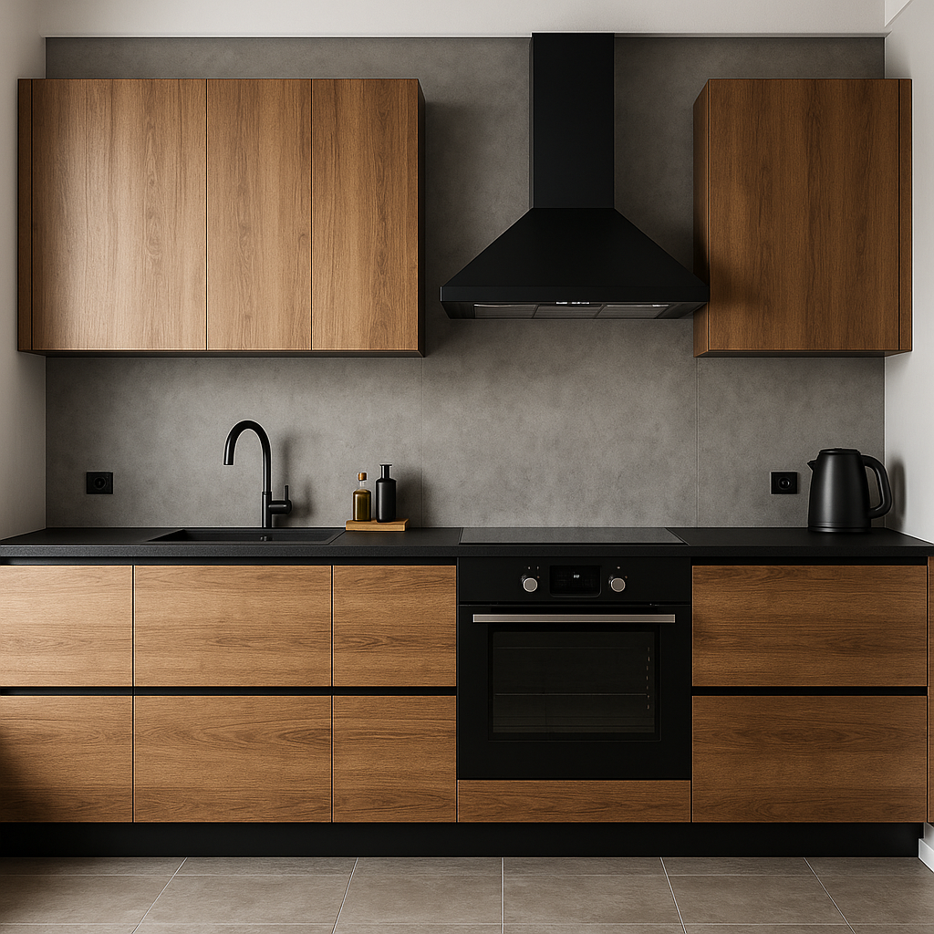 🖤 Minimalisme aan zijn best! Deze zwarte matte wrap geeft pure elegantie. #designkeuken #modern